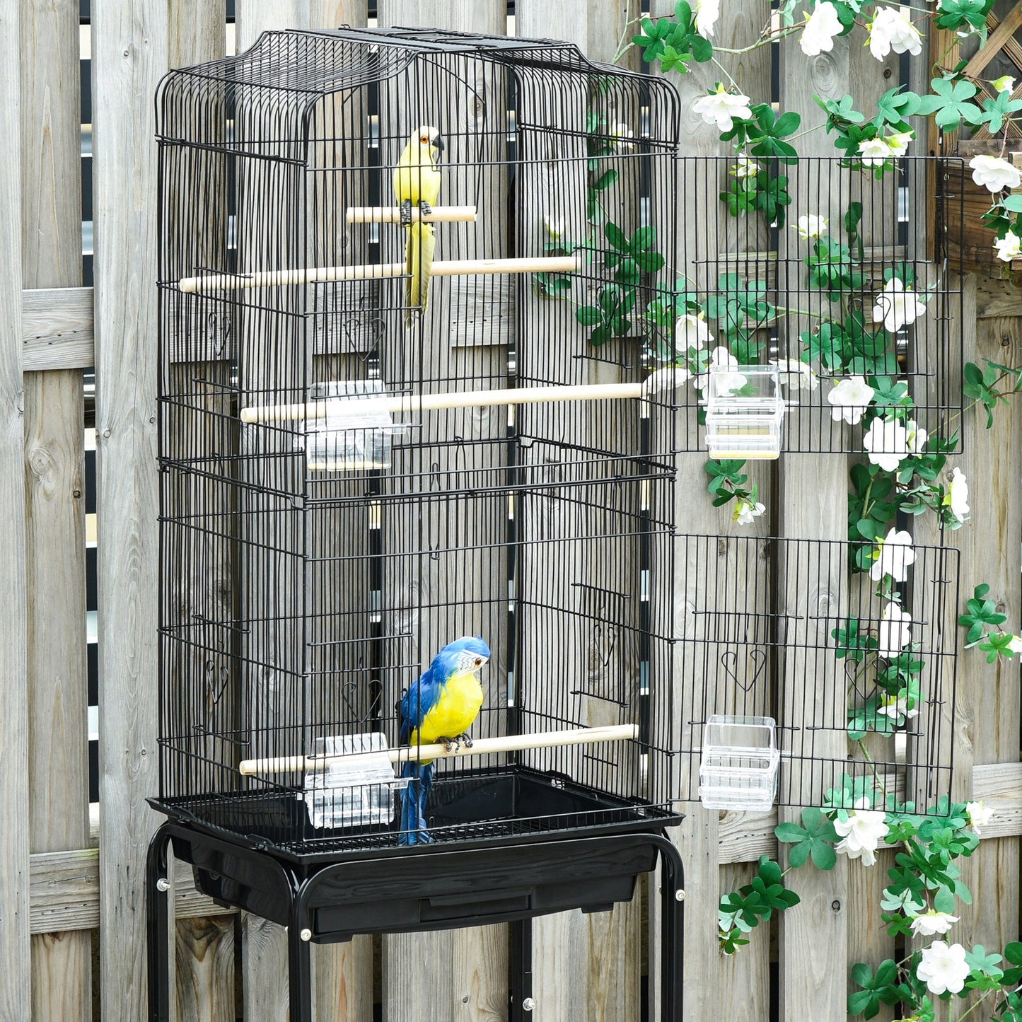 Grille 157cm Bird Cage Wheeled Black by Pawhut