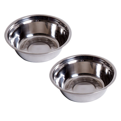 PawHut Stainless Steel Raised Dog Feeding Bowls with Stand Elevated Twin Pet Bowls Water Food Feeder 43.7L x 24W x 15H cm - White