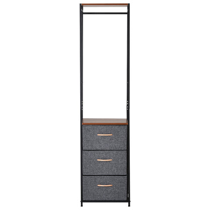 Coat Rack with 3 Drawers Storage Rack with Steel Frame for Bedroom Hallway Home Furniture Grey