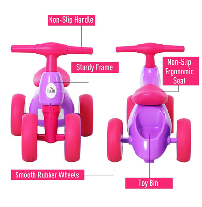 Toddler Training Walker Balance Ride-On Toy with Rubber Wheels Purple