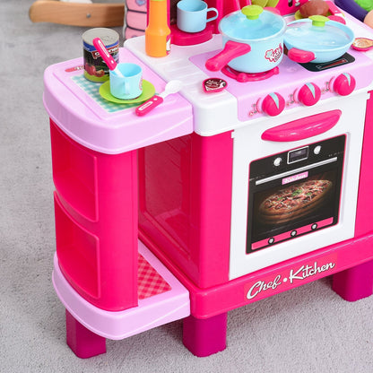 Kids 38-Piece Plastic Kitchen Play Set w/ Light & Sound Effects Pink