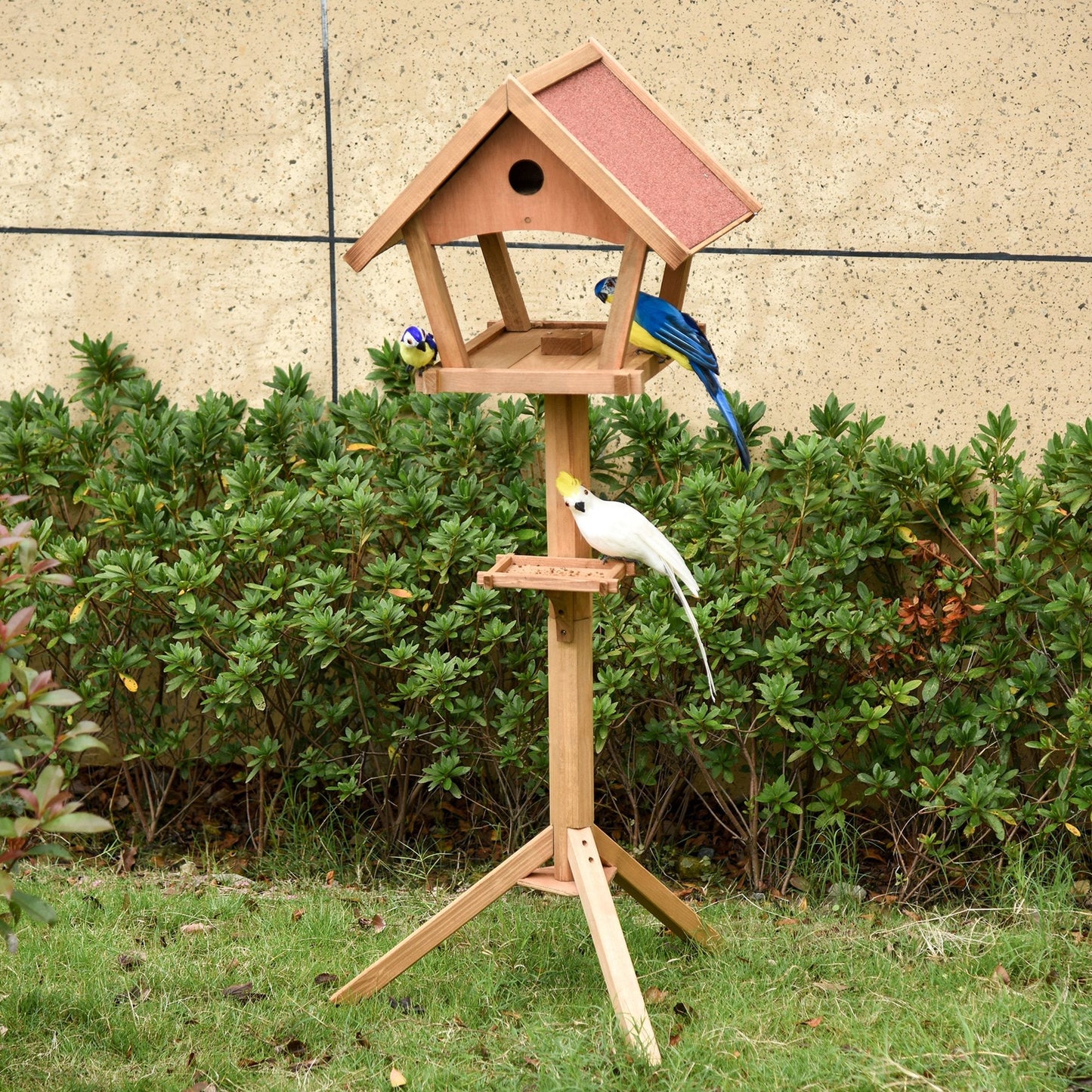 Tower 139cm Nesting Box & Feeder Table Natural by Pawhut