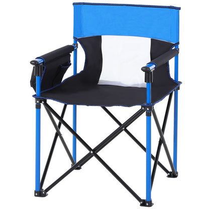 Outsunny Folding Fishing Camping Chair Portable Picnic Armchair Director Seat Oxford Metal Frame With Cup Holder