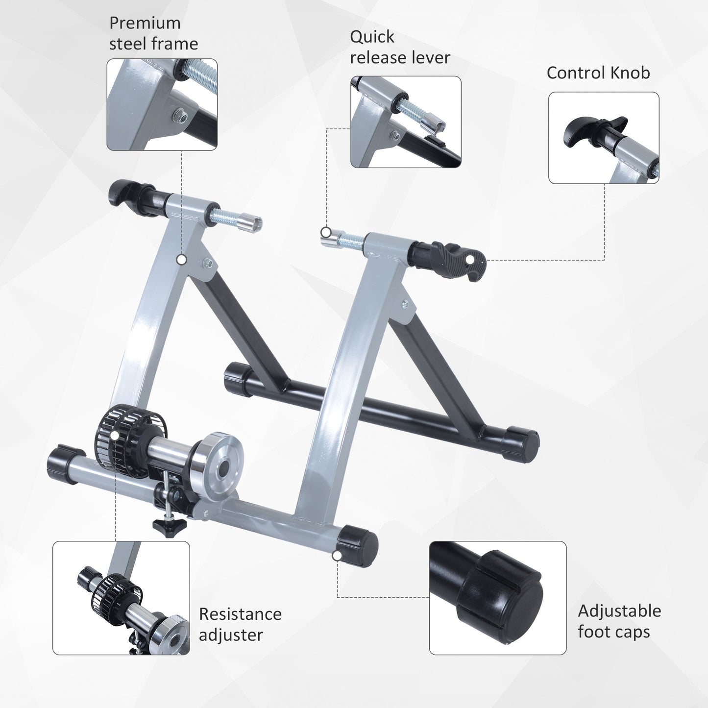 Homcom Indoor Bicycle Turbo Trainer Bike Trainer Cyclone System-Silver