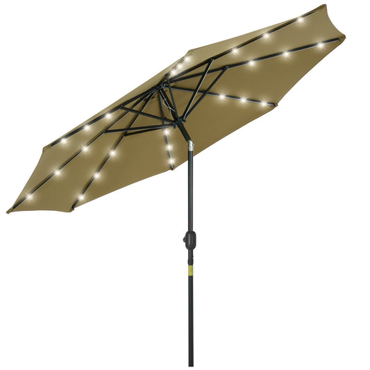 24 LED Solar Powered Parasol Umbrella-Brown