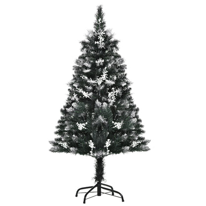 Homcom 4 Foot Artificial Snow Dipped Christmas Tree Xmas Pencil Tree Holiday Home Indoor Decoration with Foldable Feet Dark Green