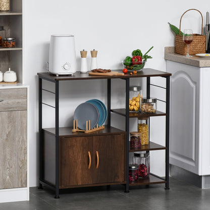 Industrial Storage Shelf Kitchen Cupboard Sideboard Metal Frame End Desk with Cabinet & Rack for Dining Room