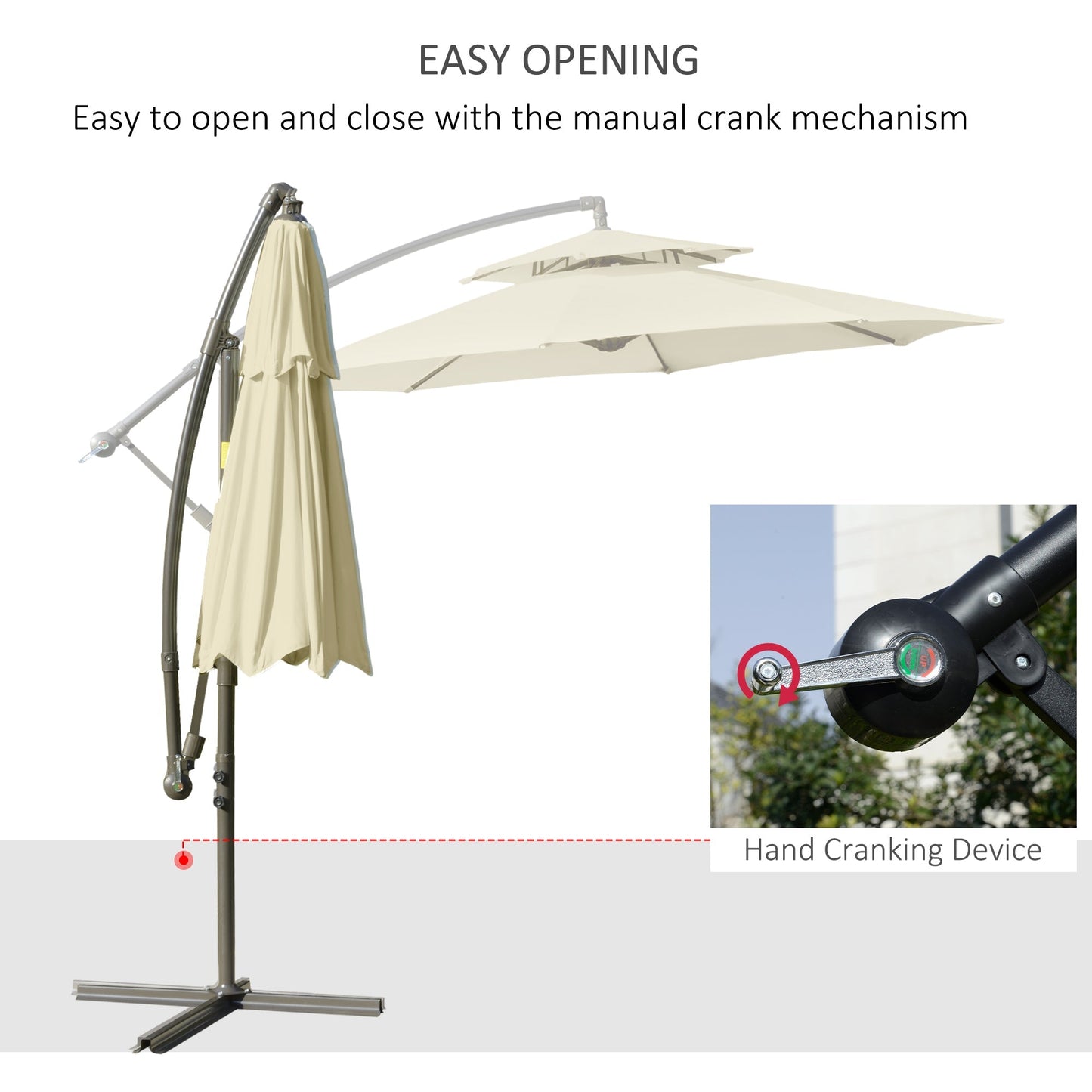 2.7m Garden Banana Parasol Cantilever Umbrella with Crank Handle