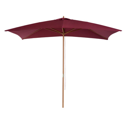 2 x 3m Wooden Garden Parasol Umbrella Outdoor Sun Shade Canopy