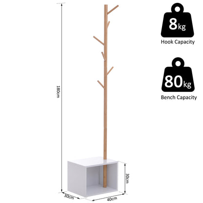 180 cm Hallway Coat Rack Storage Bench Tree Hat Hanger Entryway Stand Garment Organiser Bedroom Living Room