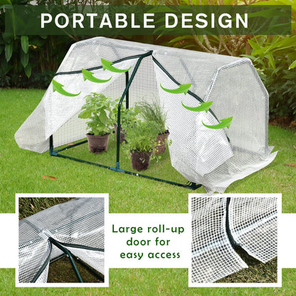 Outsunny 99X71X60cm Mini Pvc Cover Steel Frame Greenhouse White