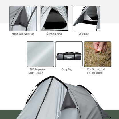 Outsunny Camping Tent For 1-2 Person Tent With Large Window Waterproof For Fishing