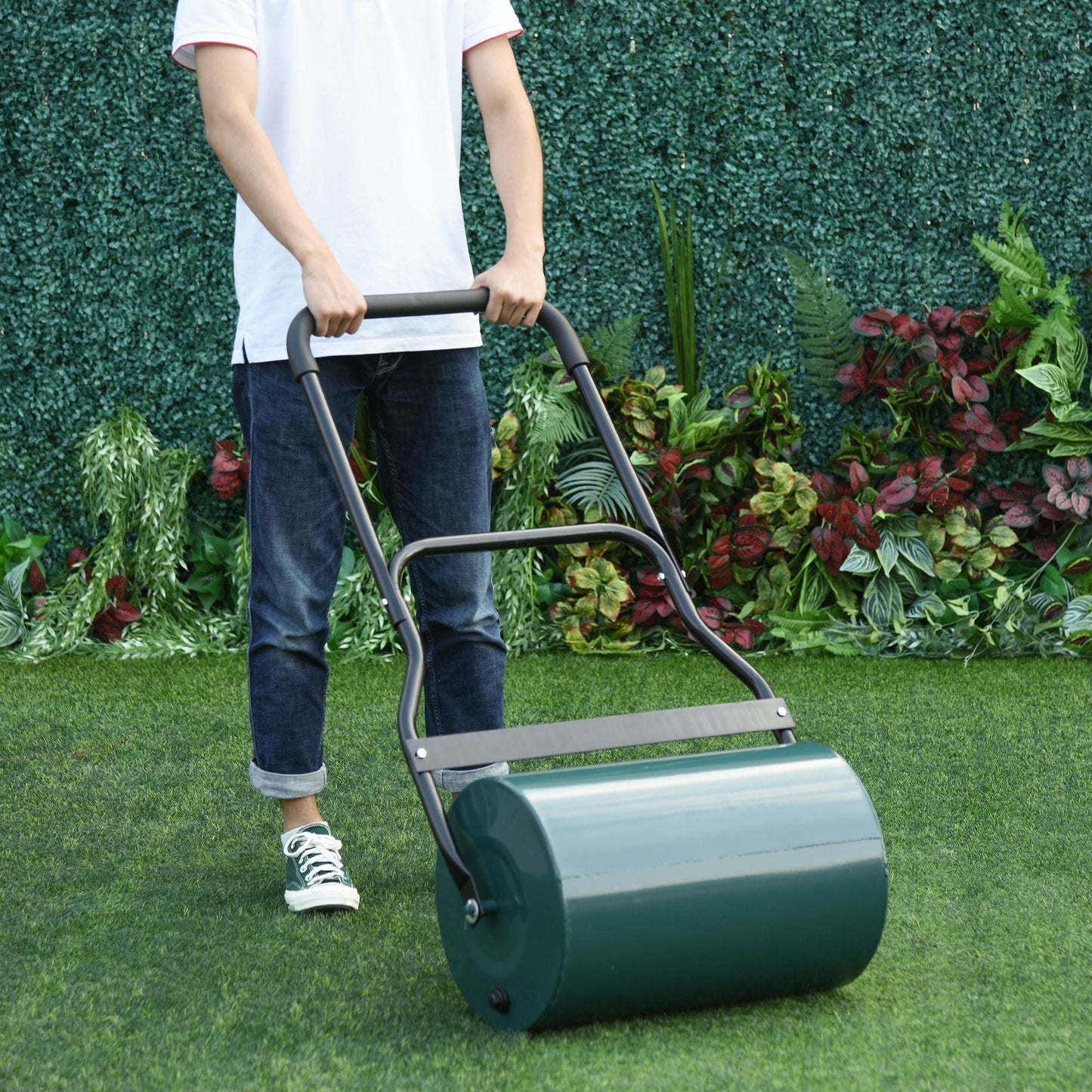 40L Metal Sand or Water Filled Lawn Roller Green