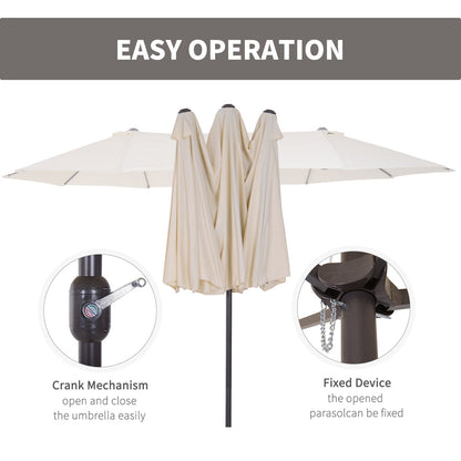 4.6m Double-Sided Patio Parasol Sun Umbrella-Beige