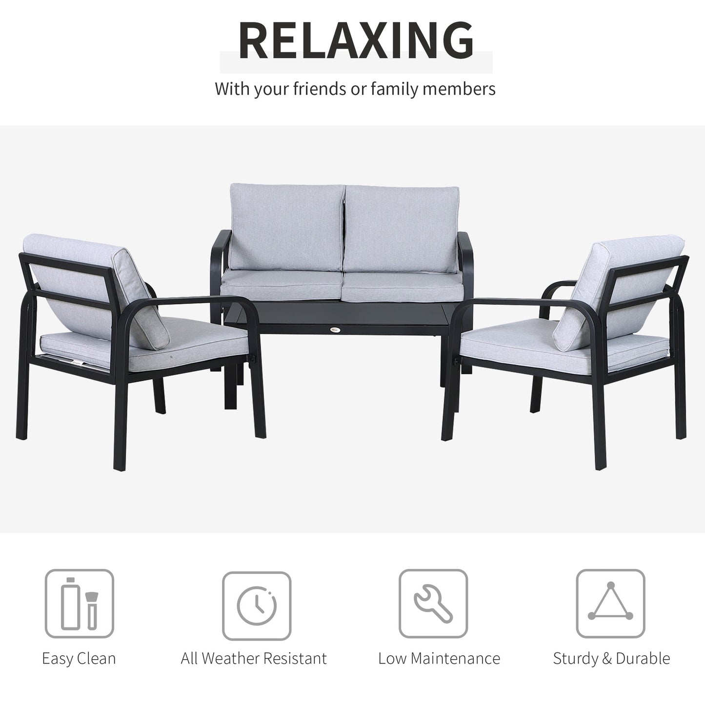 4-Piece Garden Sofa Set 2 Single Armchair