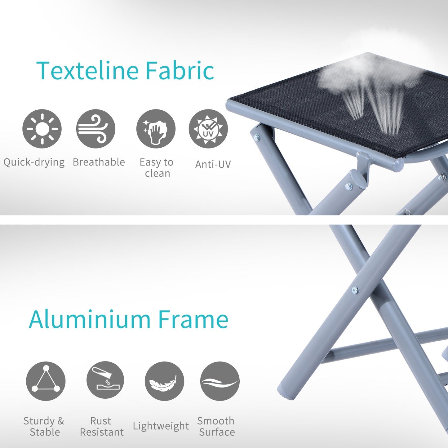 Portable Aluminum Textoline Chair-Black