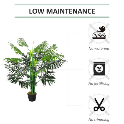 125cm/4FT Artificial Palm Plant Decorative Tree with 18 Leaves Nursery Pot Fake Plastic Indoor Outdoor Home Office Décor