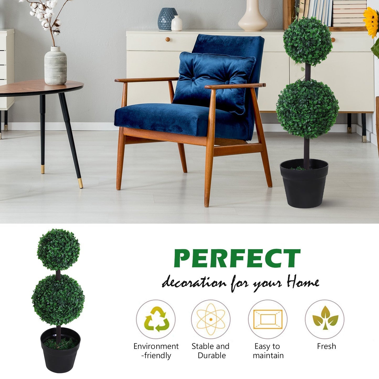 Set of 2 Topiary Tree Plant