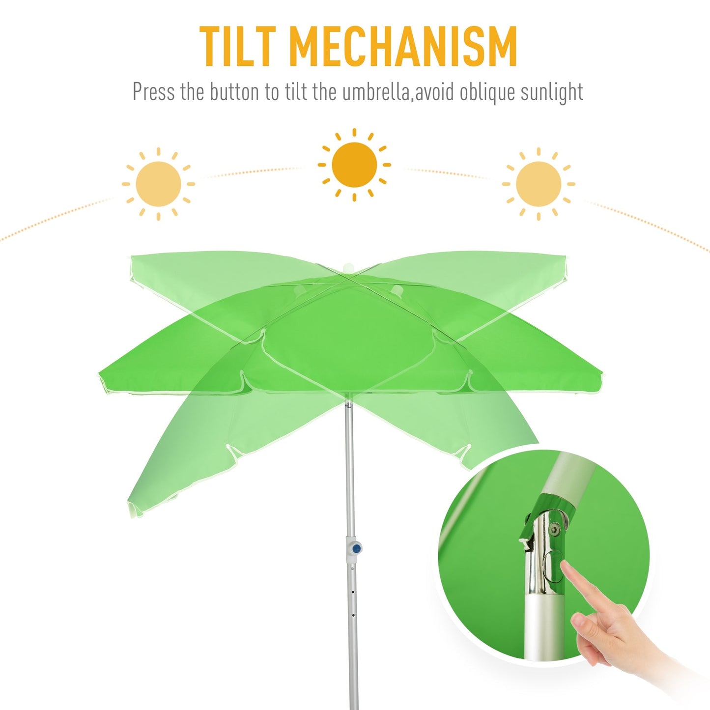 Outsunny 2M Arced Beach Umbrella