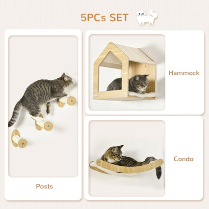 PawHut 5-Piece Wall Mounted Cats Shelves