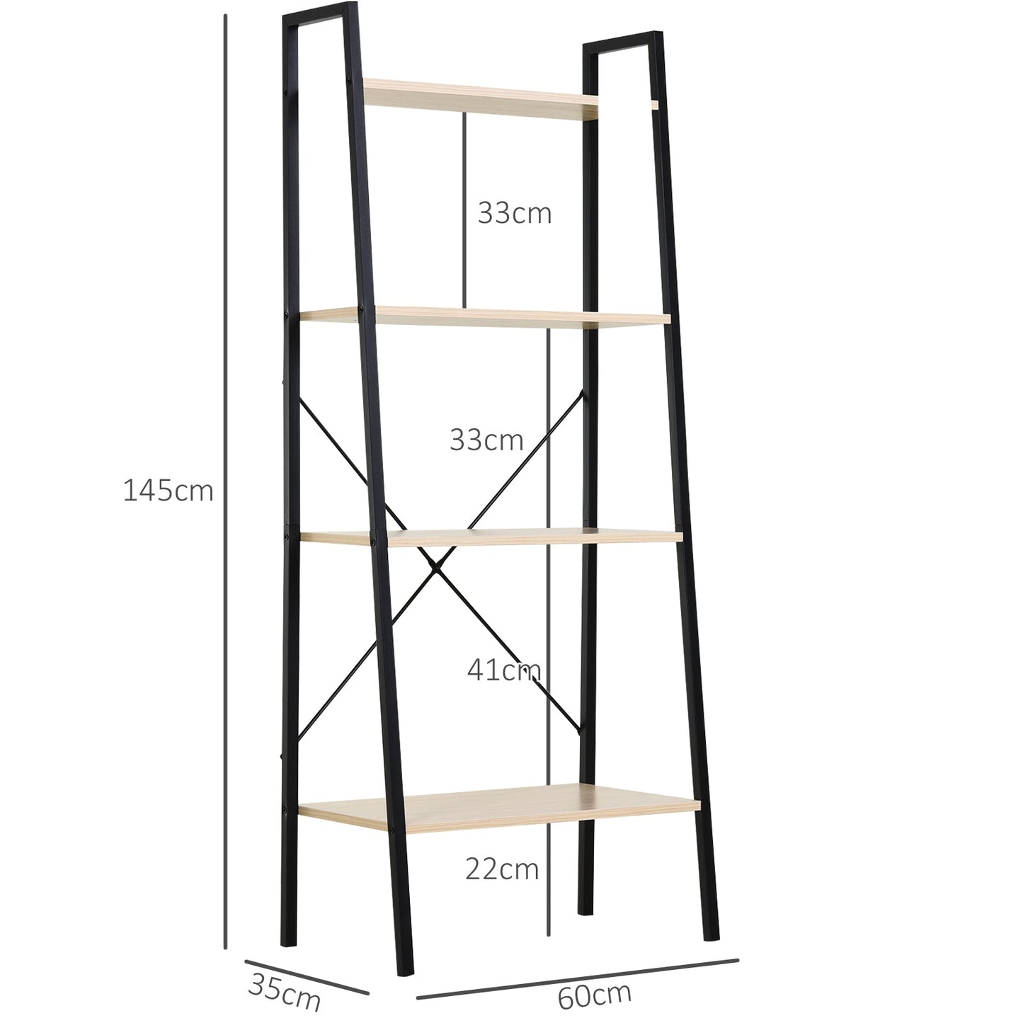 Four-Tier Metal Frame Minimal Shelving Unit - Black