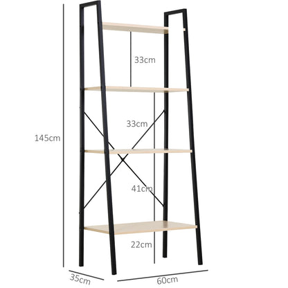 Four-Tier Metal Frame Minimal Shelving Unit - Black