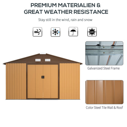 Galvanised 13 x 11' Sliding Double Door Apex Garden Shed With Ventilation Steel Light Brown by Steadfast