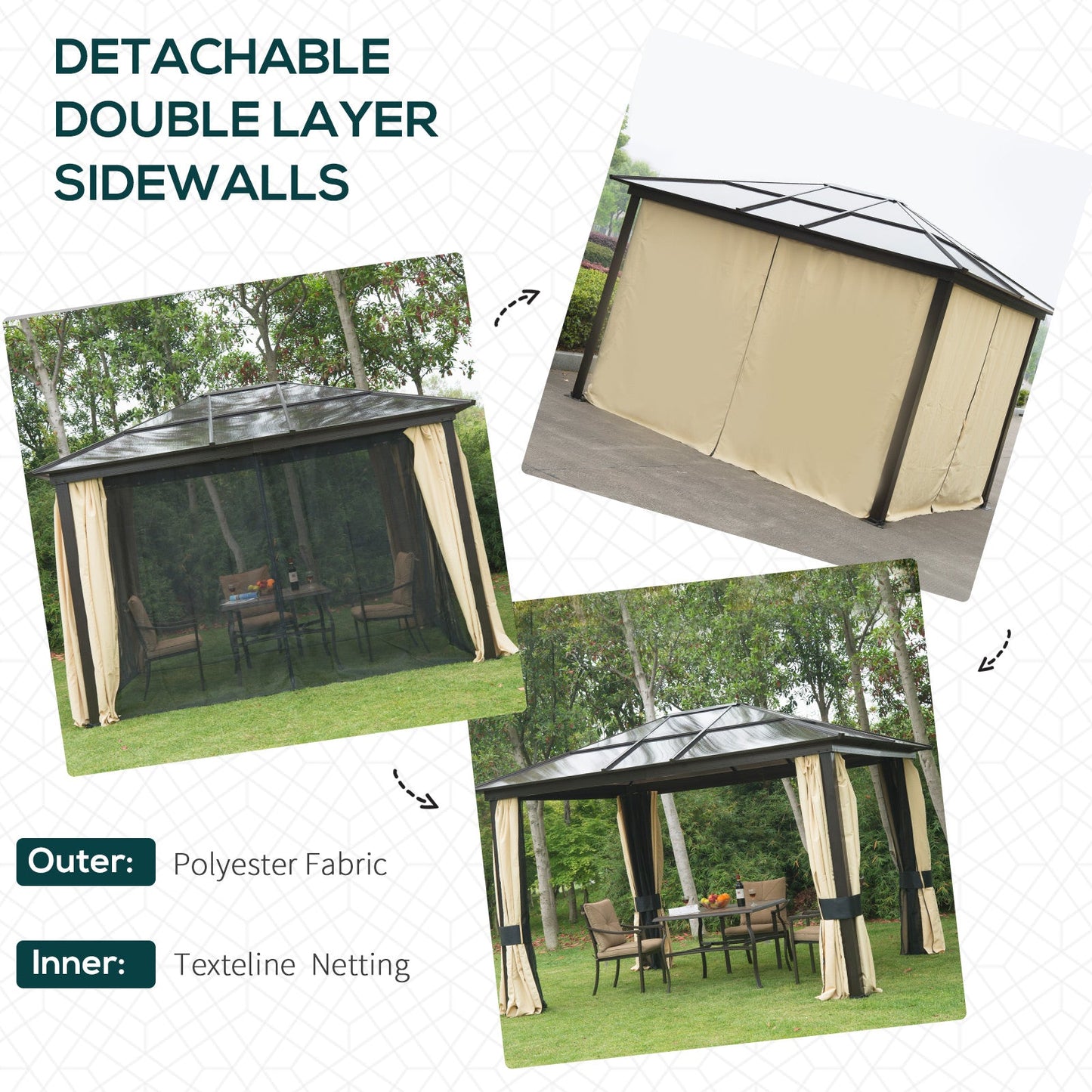 Outsunny 3 X 3.6M Hardtop Gazebo Canopy With Polycarbonate Roof And Aluminium Frame