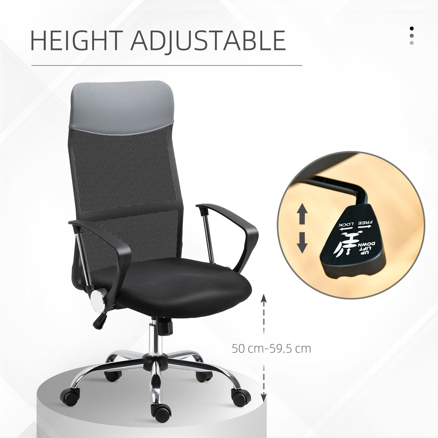 Ergonomic Office Chair Mesh Chair with Adjustable Height Tilt Function Black