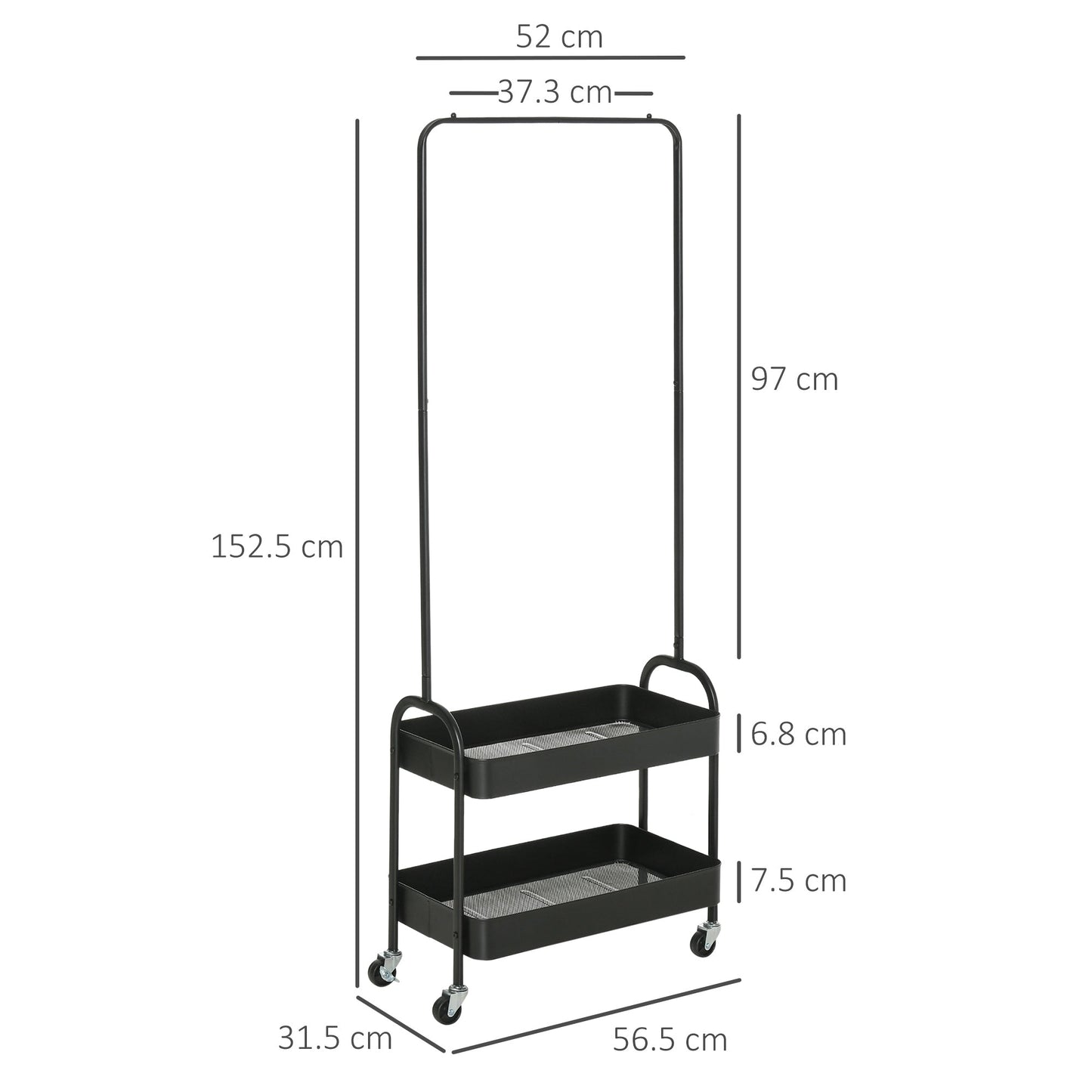 Metal Clothes Rack with Shoe Storage