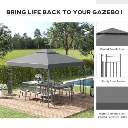 3 x 3m Outdoor Steel Gazebo with 2 Tier Roof