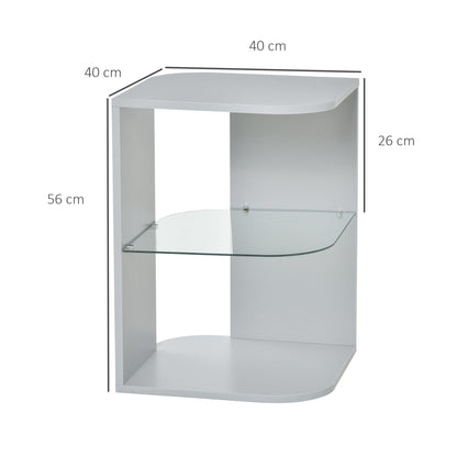 Modern Side Table Three Layer Bedside Table Nightstand with 2 Storage Shelves