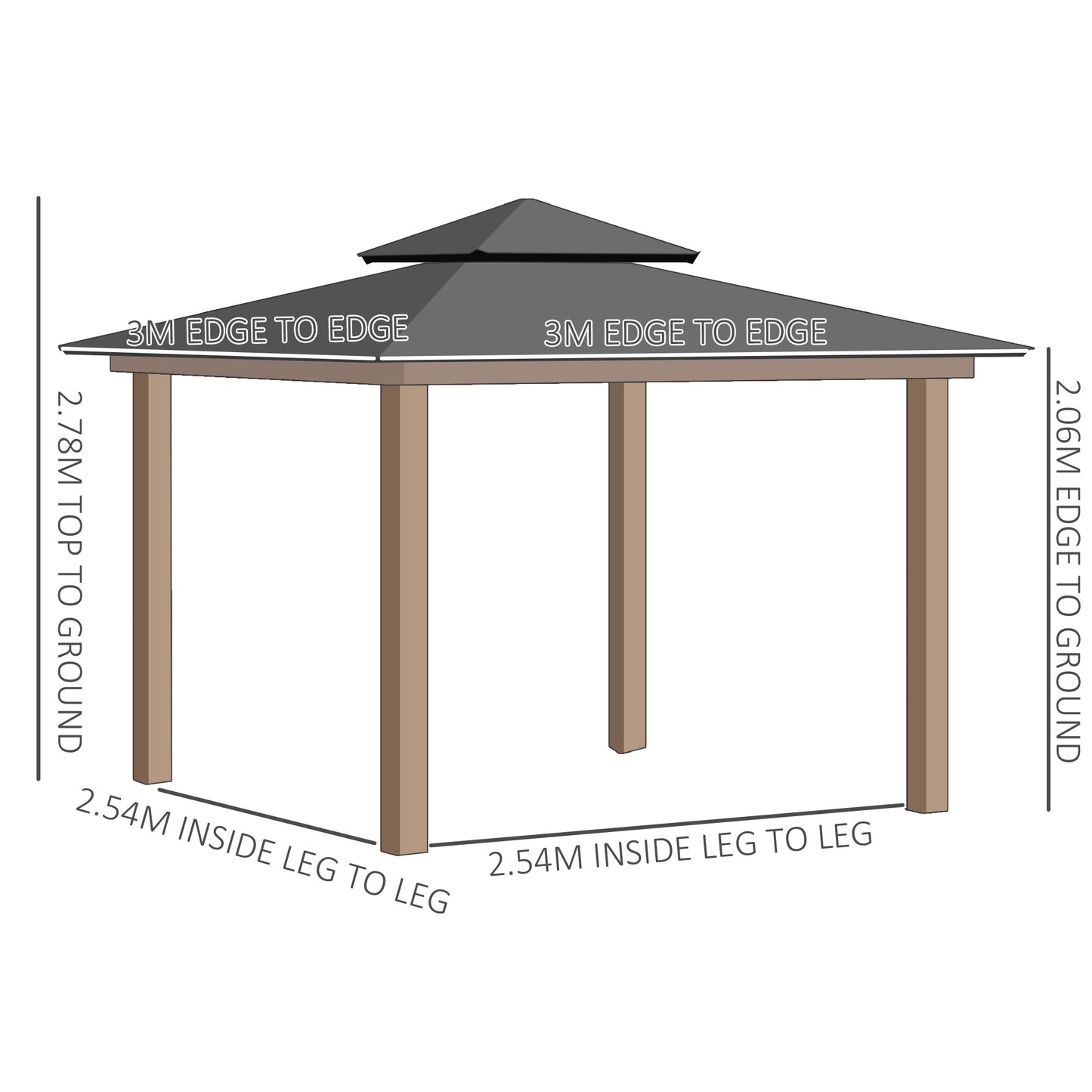 3 x 3 M Outdoor Polycarbonate Gazebo