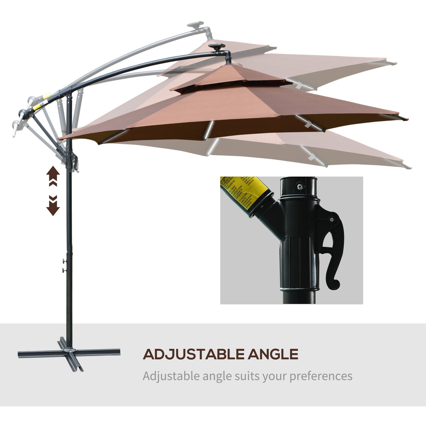 Outsunny 3(M) Cantilever Banana Parasol Hanging Umbrella With Double Roof