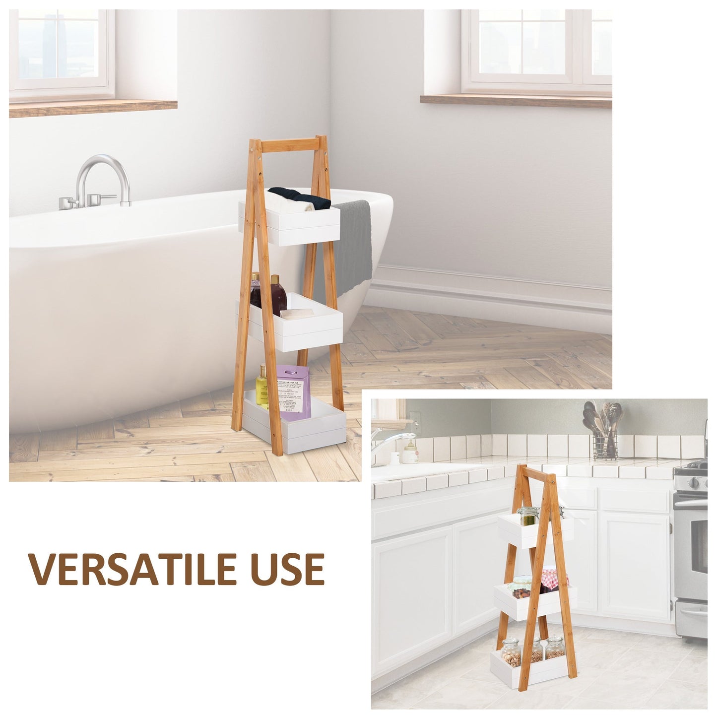 3 Tier Bathroom Shower Caddy Freestanding Rack Storage Unit Shelf Organiser