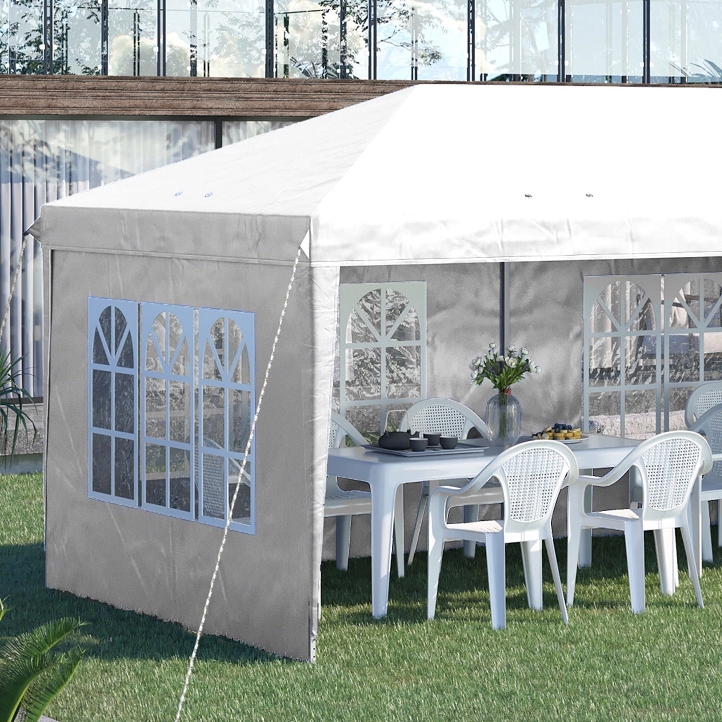 Outsunny 3 x 6M Half-Open Garden Gazebo