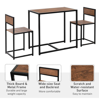 Homcom 3 Pcs Table Stool Set Industrial Design W/ Steel Frame Medium-Density Fibreboard Panels Living Room Bar Modern Furniture