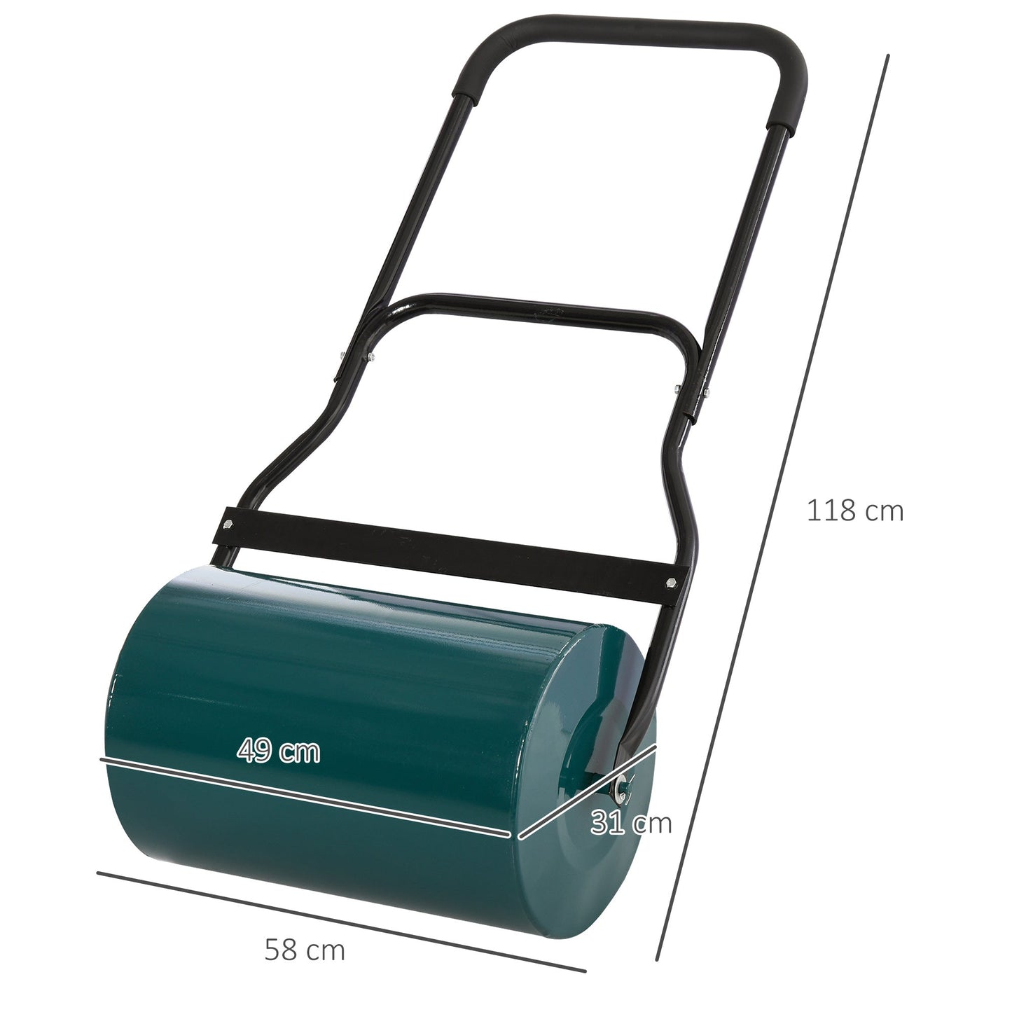 40L Metal Sand or Water Filled Lawn Roller Green