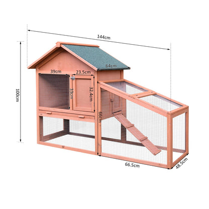 PawHut 2 Tier Rabbit Hutch Outdoor