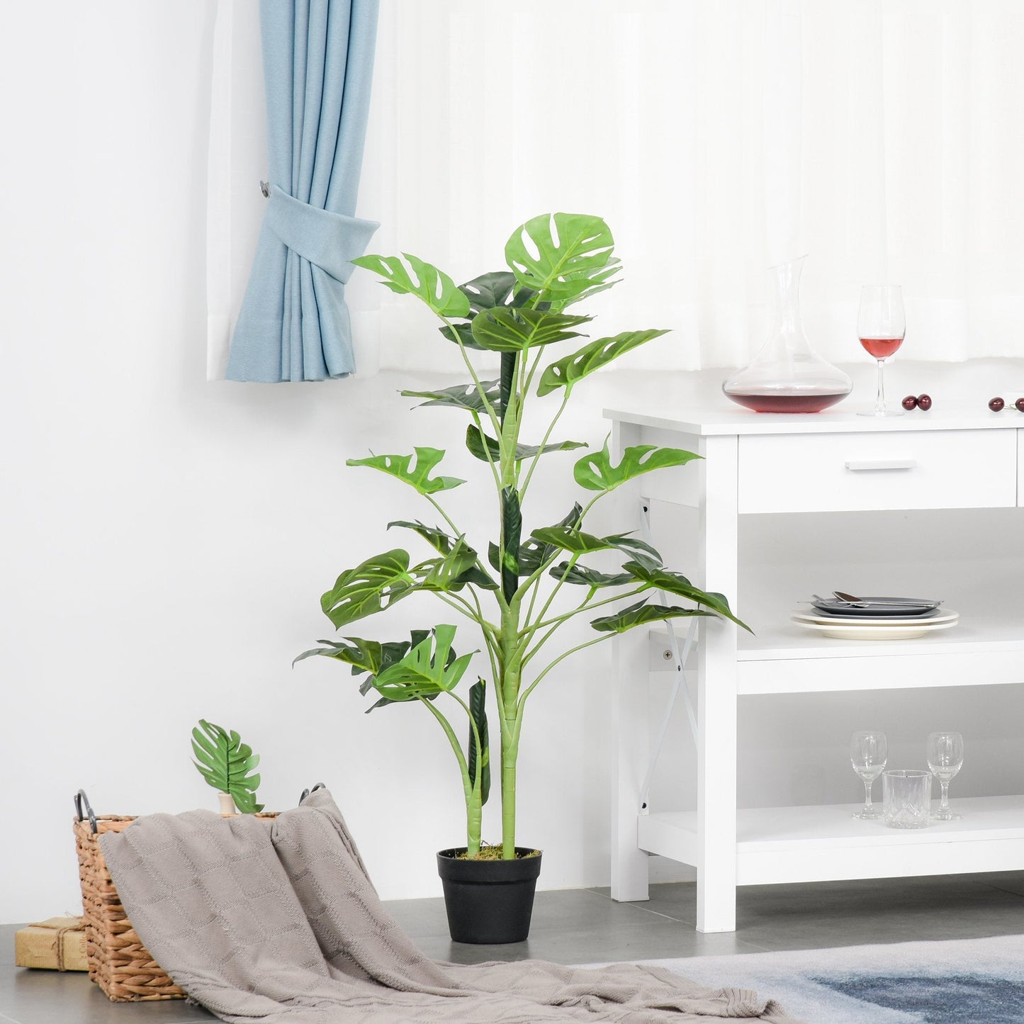 100cm/3.3FT Artificial Monstera Tree Decorative Cheese Plant 21 Leaves with Nursery Pot