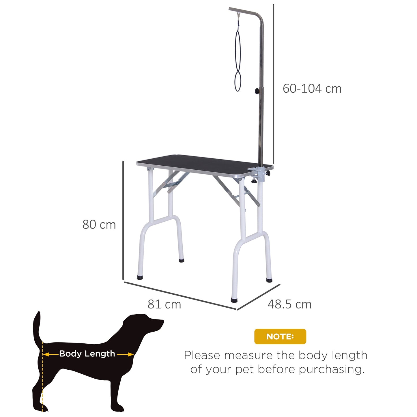 PawHut Folding Pet Grooming Table for Small Dogs with Adjustable Grooming Arm Max Load 30 KG