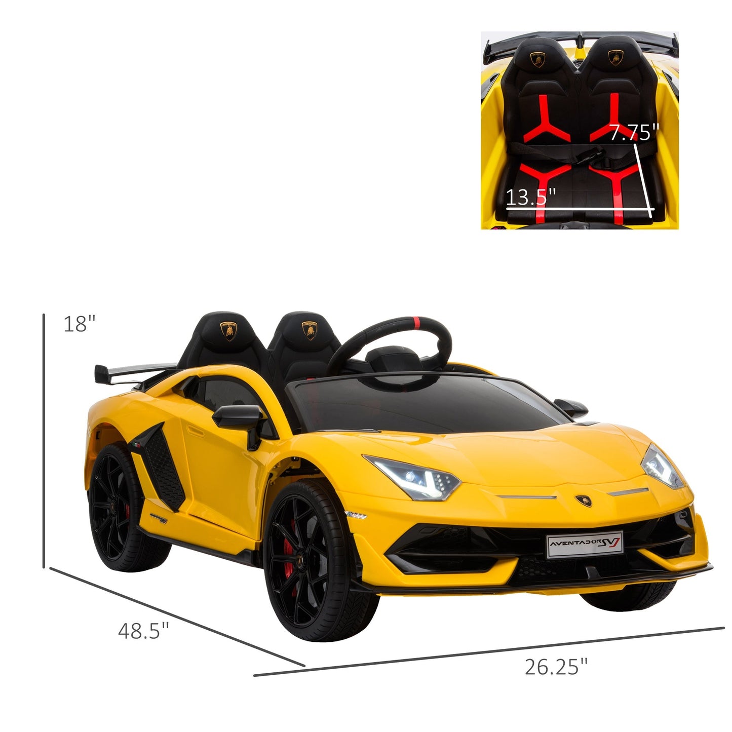 Lamborghini SVJ 12V Kids Electric Ride On Car Sport Racing Toy RC for 3-8 Yrs