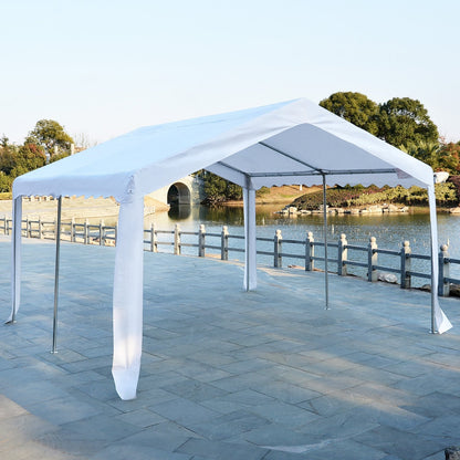 Outsunny 4 X 4 M Garden Gazebo Portable Carport Shelter With Removable Sidewalls & Doors Party Tent Shelter Car Canopy