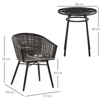 3-Pieces Outdoor PE Rattan Balcony Furniture