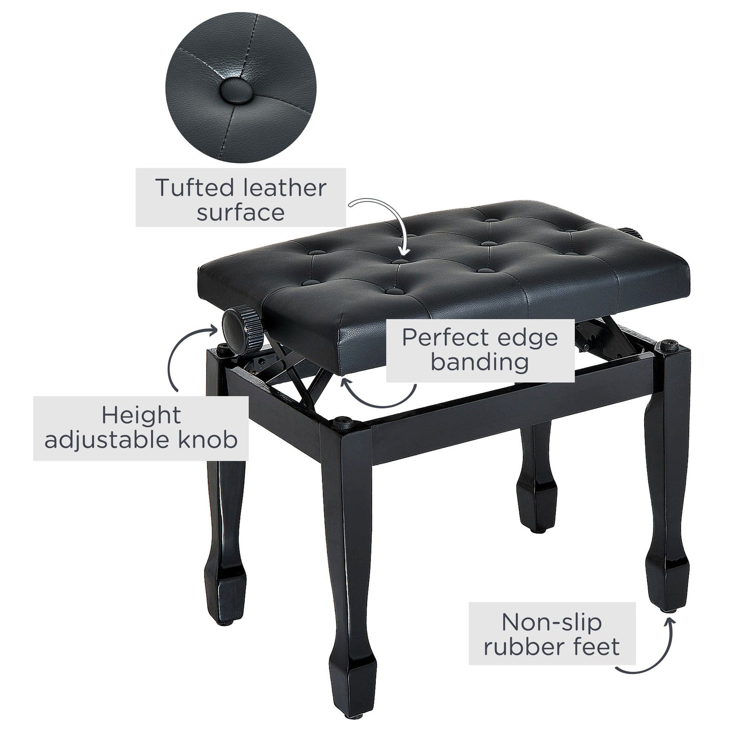 PU Leather Upholstered Piano Stool