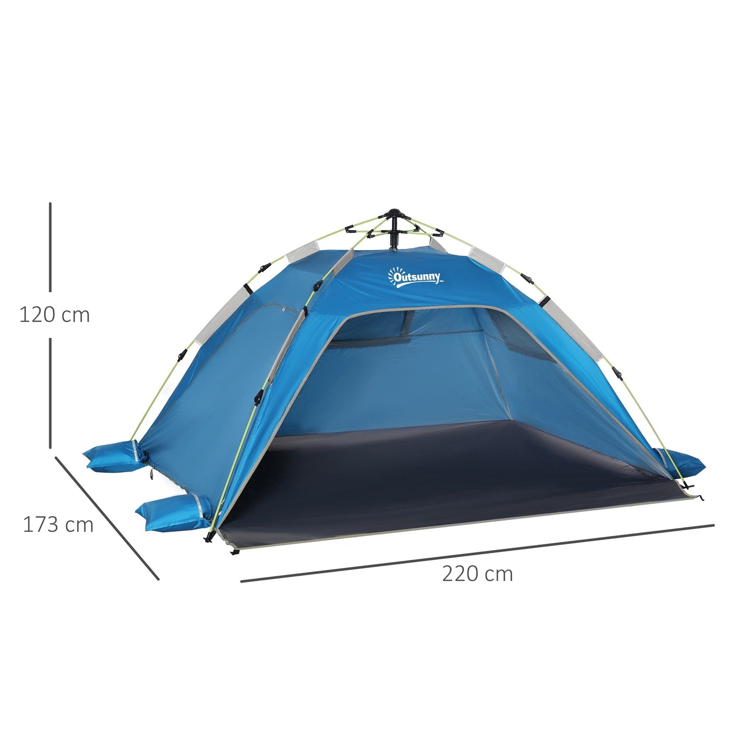 Beach Tent for 1-2 Person Pop-up Design with 2 Mesh Windows & 2 Doors Sky Blue