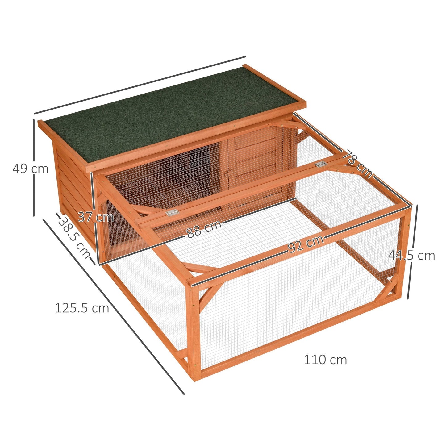 PawHut Rabbit Hutch Off-ground Small Animal Guinea Pig House 125.5 x 100 x 49cm