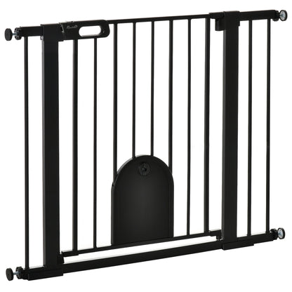 PawHut Dog Gate with Cat Flap Pet Safety Gate Barrier