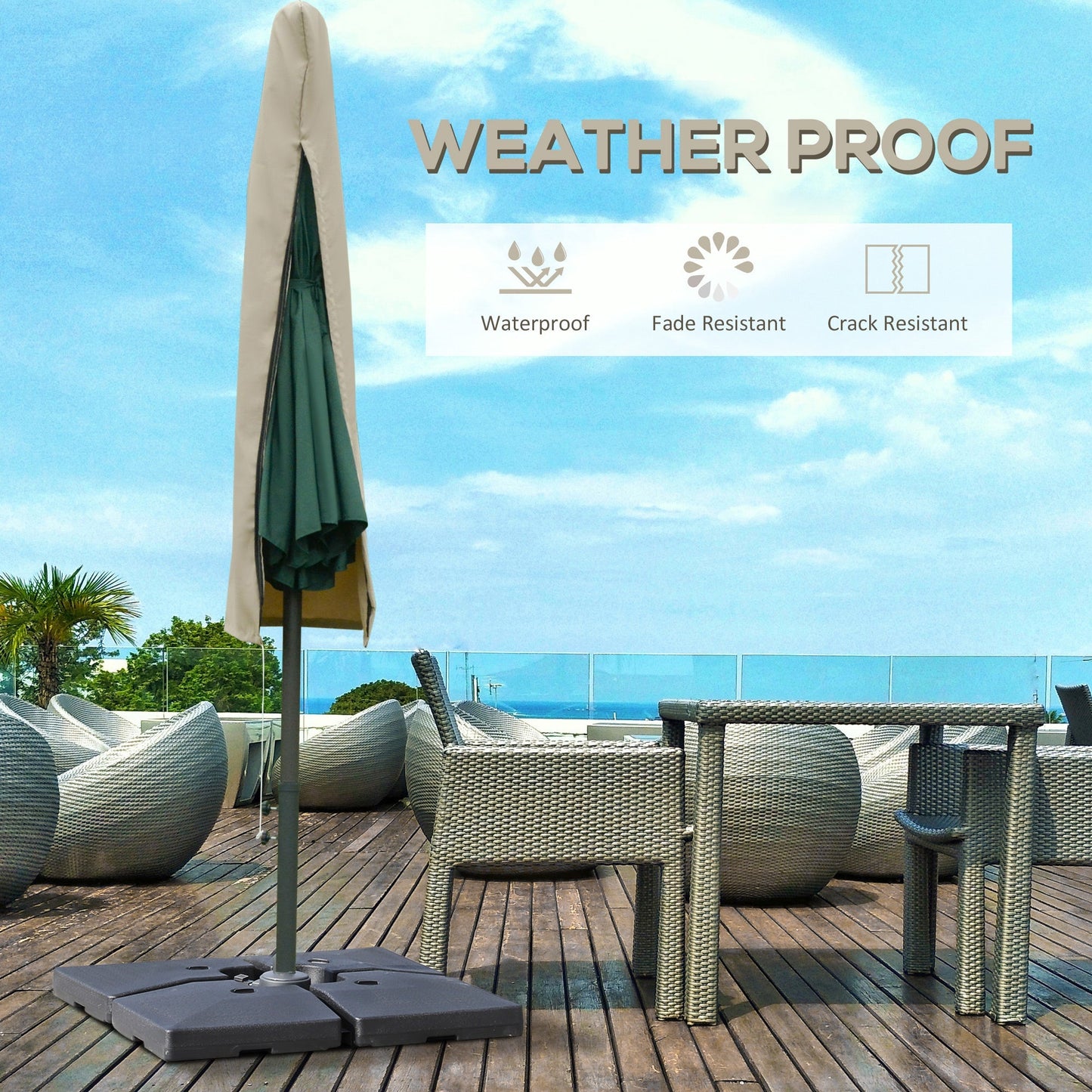 Cantilever Umbrella Cover Outdoor Parasol UV Protector Garden with Rod