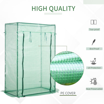 100 x 50 x 150cm Greenhouse PE Cover with Zipper Roll-up Door Outdoor Green